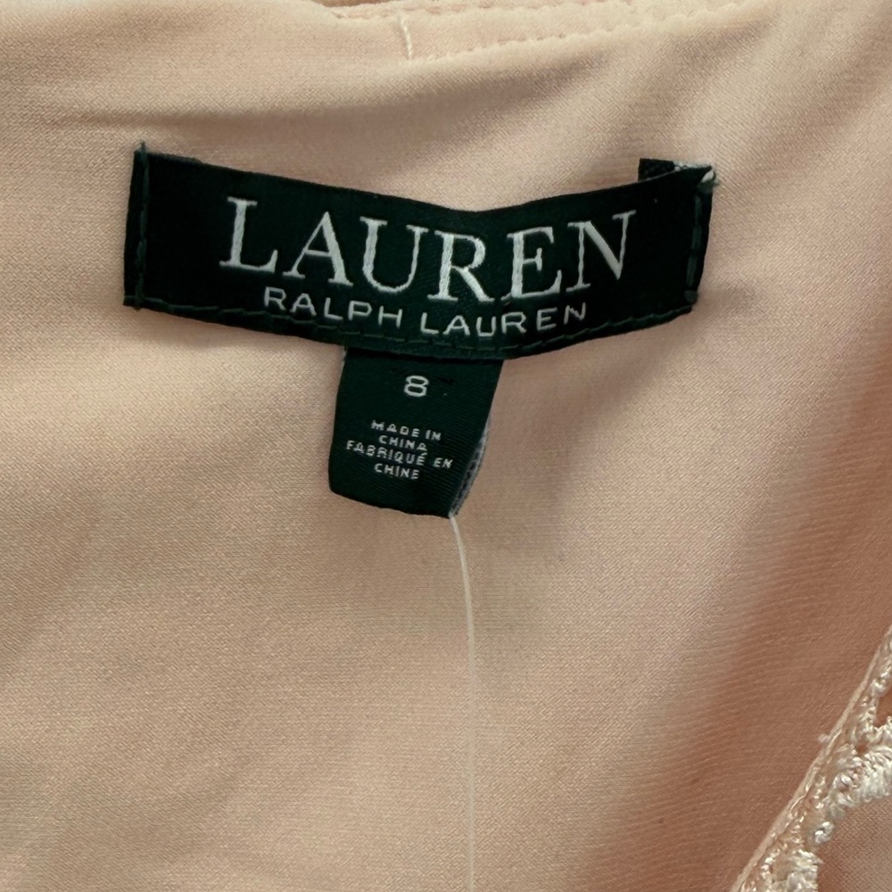 Lauren Ralph Lauren Blush Pink Lace Sheath V-Neck Sleeveless Cocktail Dress SZ 8 - Picture 15 of 15
